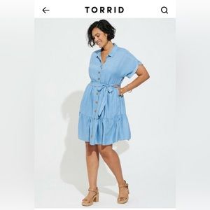 Torrid Blue Farm Dress- Size 1- NEW